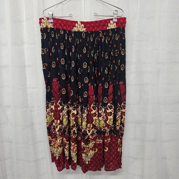 Vintage Collections Etc. Skirt Blue Red Floral Boho Midi Hippie Festival L FLAW - Picture 5 of 9